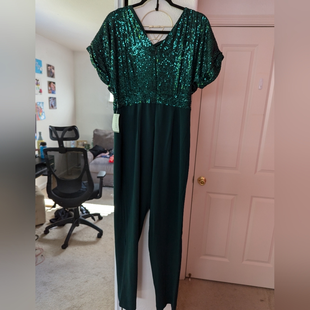 Alexia Admor Sadie Boatneck Tapered Jumpsuit, Green